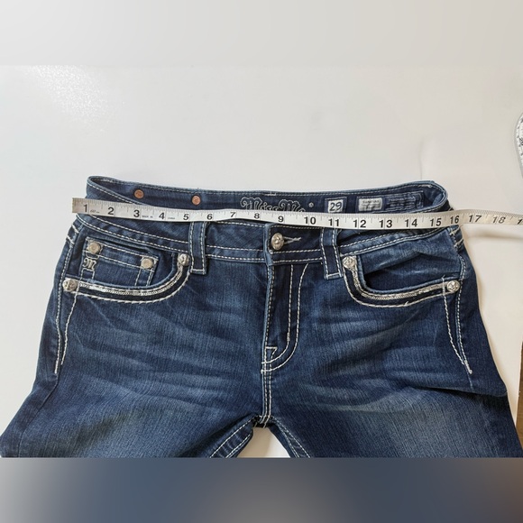 Miss Me Dark Blue Boot Cut Jeans with Embellished Pockets ✨ - Picture 12 of 16